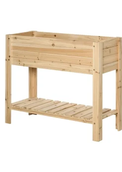 Outsunny Wooden Raised Garden Bed Plant Stand Box with Clapboard 100 x 40 x 84cm