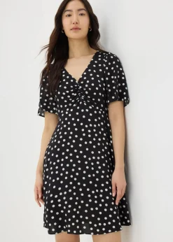 Papaya Petite Black Monochrome Spot Mini Tea Dress