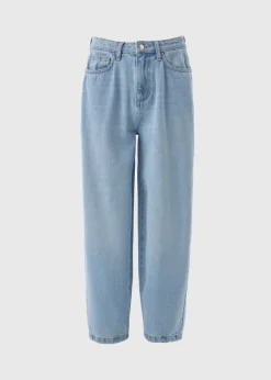 Papaya Petite Blue Light Wash Barrel Leg Jeans