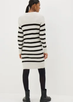 Papaya Petite Cream Stripe Knitted Mini Dress