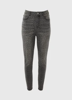 Papaya Petite Grey April Animal Skinny Jeans