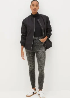 Papaya Petite Grey April Animal Skinny Jeans