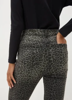 Papaya Petite Grey April Animal Skinny Jeans