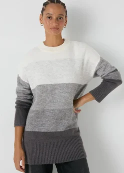 Papaya Petite Grey Stripe Knitted Tunic