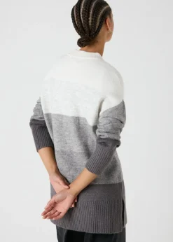 Papaya Petite Grey Stripe Knitted Tunic
