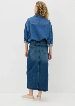 Papaya Petite Mid Wash Denim Midi Skirt