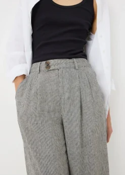 Papaya Petite Navy Stripe Linen Blend Wide Leg Trousers