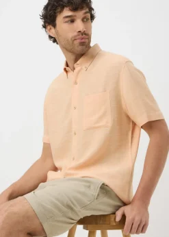 Peach Dyed Linen Blend Shirt