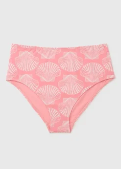 Peach Shell Print High Waisted Bikini Bottoms