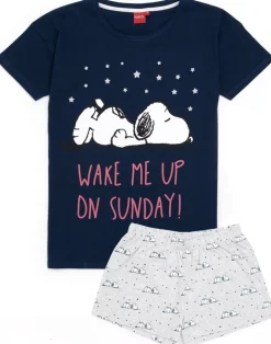 Peanuts Blue Snoopy Short Sleeve Short Leg Pyjama Set