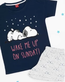 Peanuts Blue Snoopy Short Sleeve Short Leg Pyjama Set