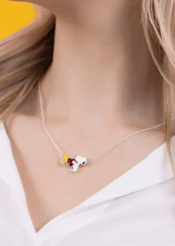 Peanuts Snoopy & Woodstock Heart Charm Necklace