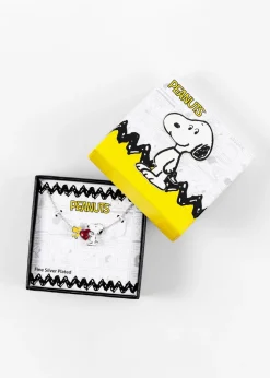 Peanuts Snoopy & Woodstock Heart Charm Necklace
