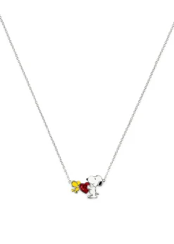 Peanuts Snoopy & Woodstock Heart Charm Necklace