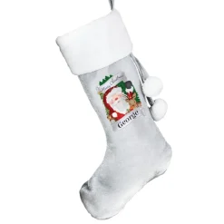 Personalised Memento Company Grey Christmas Santa Stocking