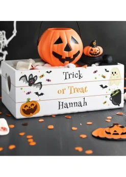 Personalised Memento Company White Wood Halloween Small Wooden Treats Crate