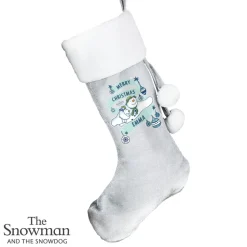 Personalised Memento Company Grey The Snowman and the Snowdog Luxury Stocking