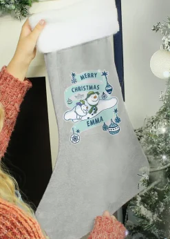 Personalised Memento Company Grey The Snowman and the Snowdog Luxury Stocking