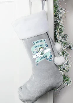 Personalised Memento Company Grey The Snowman and the Snowdog Luxury Stocking