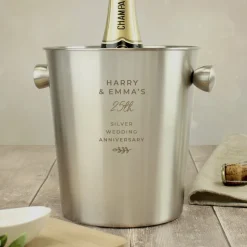 Personalised Memento Company Silver Free Text Stainless Steel Ice Bucket