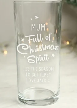Personalised Memento Company Clear Full Of Christmas Spirit Hi Ball Glass