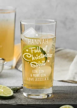 Personalised Memento Company Clear Full Of Christmas Spirit Hi Ball Glass