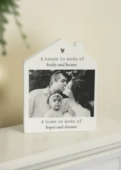 Personalised Memento Company Photo Upload White Wooden House Ornament