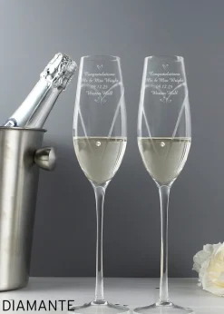 Personalised Memento Company Hand Cut Little Hearts Pair of Flutes with Gift Box