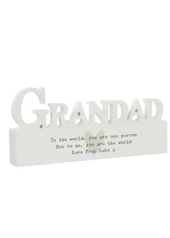 Personalised Memento Company White Wood Heart Grandad Ornament