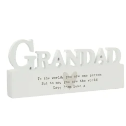 Personalised Memento Company White Wood Heart Grandad Ornament