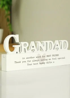 Personalised Memento Company White Wood Heart Grandad Ornament