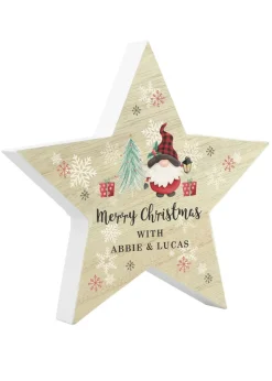 Personalised Memento Company Gonk Christmas White Wooden Star Ornament