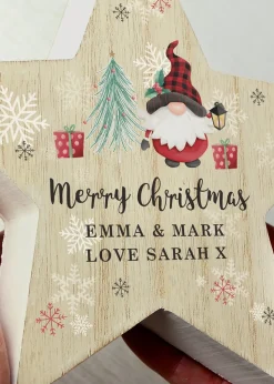 Personalised Memento Company Gonk Christmas White Wooden Star Ornament