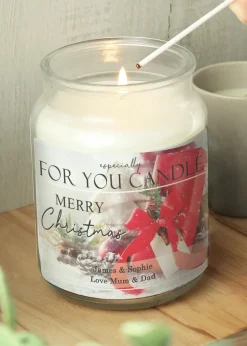 Personalised Memento Company Cream Merry Christmas Large Scented Jar Candle