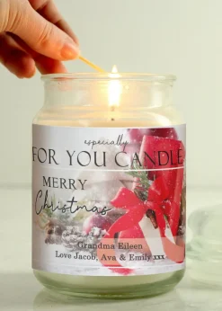 Personalised Memento Company Cream Merry Christmas Large Scented Jar Candle