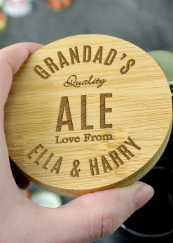 Personalised Memento Company Wood Bamboo Bottle Opener Coaster