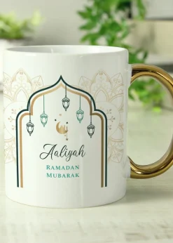 Personalised Memento Company White Eid & Ramadan Gold Handled Mug