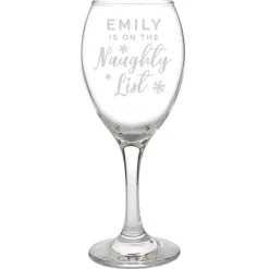Personalised Memento Company Clear I'm On The Naughty List Wine Glass