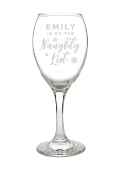 Personalised Memento Company Clear I'm On The Naughty List Wine Glass