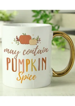 Personalised Memento Company White Pumpkin Spice Gold Handle Mug