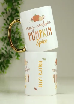 Personalised Memento Company White Pumpkin Spice Gold Handle Mug