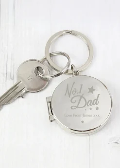 Personalised Memento Company Silver No.1 Dad Photo Keyring
