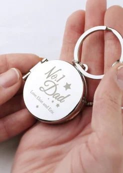 Personalised Memento Company Silver No.1 Dad Photo Keyring