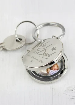 Personalised Memento Company Silver No.1 Dad Photo Keyring