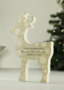 Personalised Memento Company Brown Snowflake Reindeer Ornament