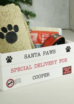 Personalised Memento Company White Wood Santa Paws Crate