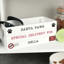 Personalised Memento Company White Wood Santa Paws Crate