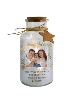 Personalised Memento Company Photo Upload LED Clear Glass Jar