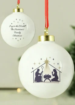 Personalised Memento Company White Nativity Bauble