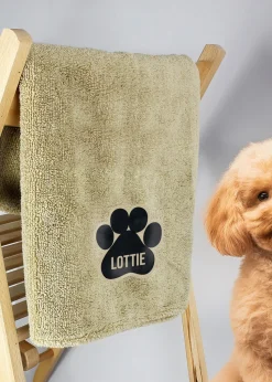 Personalised Memento Company Paw Print Brown Microfibre Pet Towel